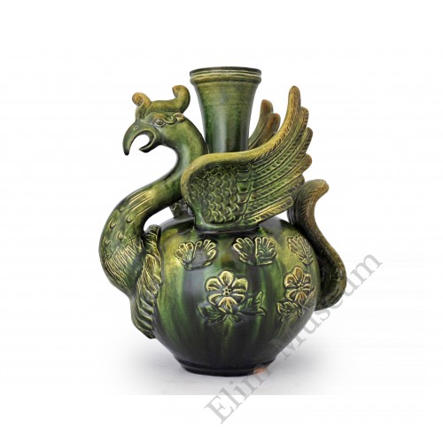 1458 A Green-glazed Phoenix shape Ewer